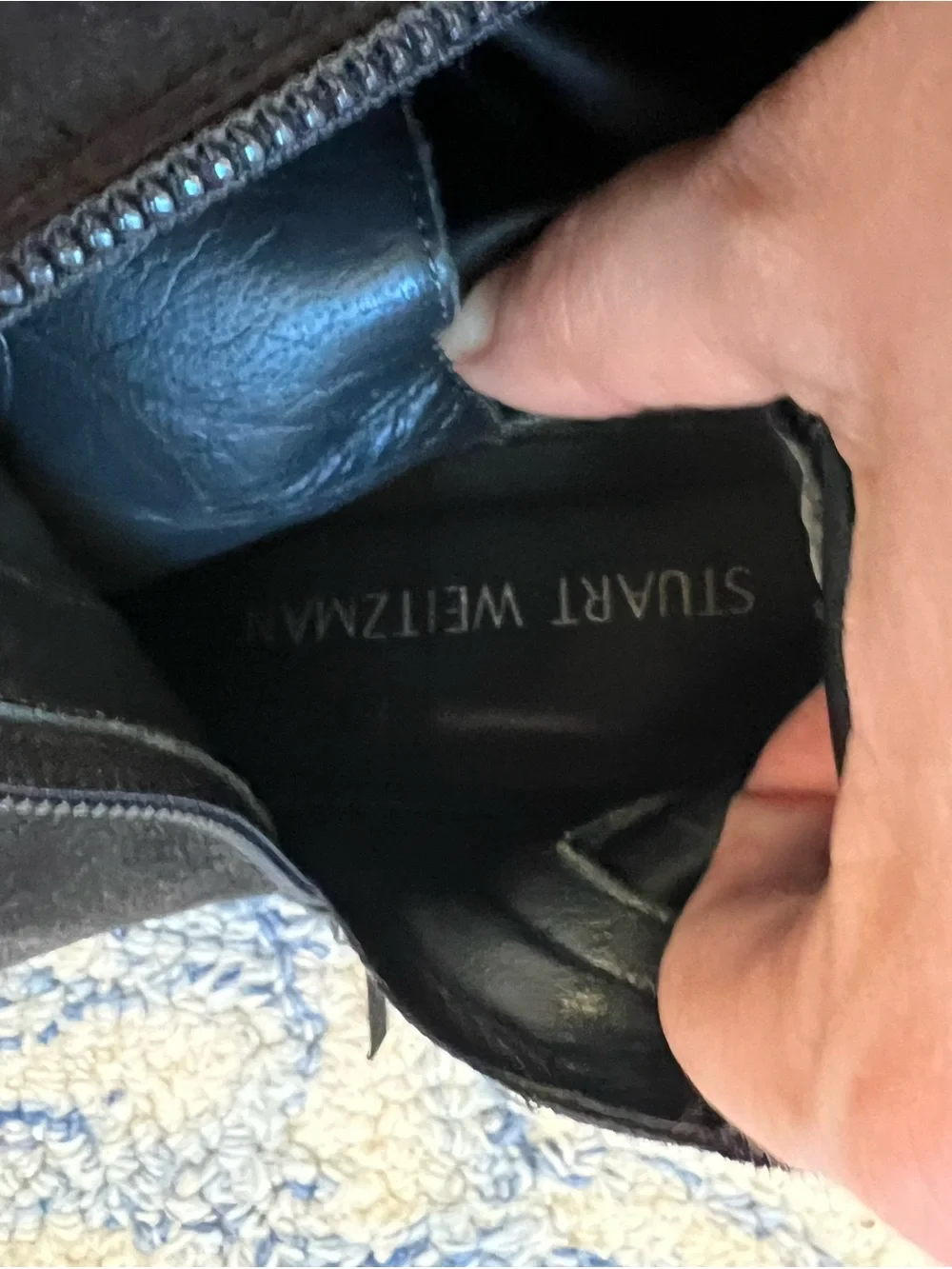 Stuart Weitzman Grey/Black Over-the-Knee Suede Boots